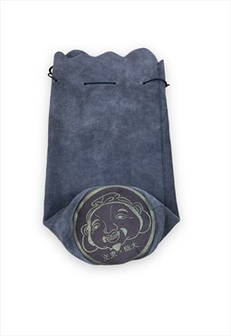 Evisu Vintage Y2K Brown suede pouch bag Drawstring top 