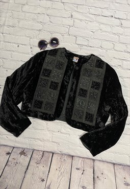 Black Vintage Beaded Jacket