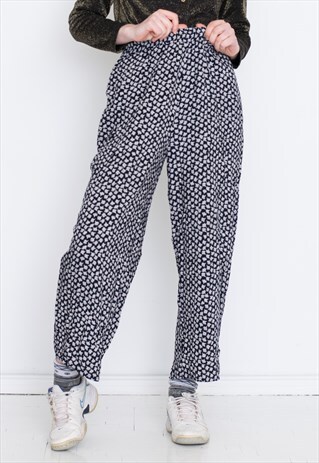 BLACK AND WHITE WIDE LEG RETRO TROUSERS