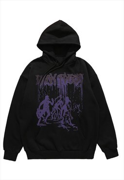 Monster print hoodie creepy gothic pullover premium jumper