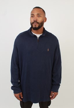 Men's Polo Ralph Lauren Navy estate rib zip neck sweater