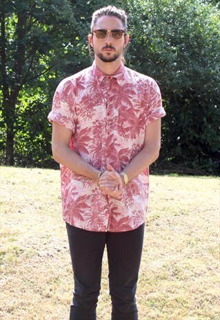 VINTAGE 80S HAWAIIAN USA SHIRT - MEDIUM - COCKTAIL