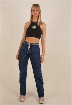90s Versace Istante stone wash blue high waisted jeans. 
