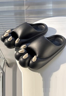 Bear pow sliders chunky sandals animal crocs in black