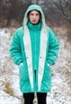 Vintage 90s DIADORA Long Winter Snow Jacket in Mint Green