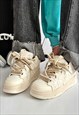 STAR PATCH SNEAKERS CHUNKY SOLE TRAINERS SKATE SHOES CREAM