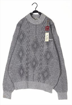 Grey Patterned wool knitwear jumper knit 