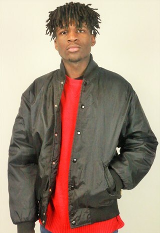 VINTAGE 90S BLACK SATIN BOMBER JACKET