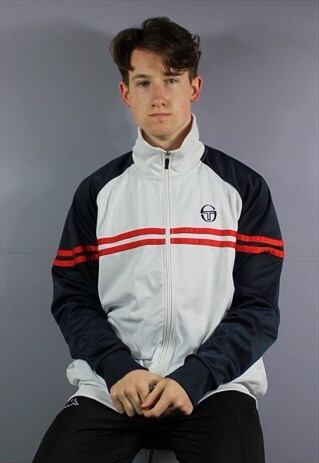 VINTAGE SERGIO TACCHINI TRACK JACKET IN WHITE WITH EMBROIDER