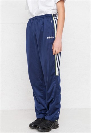 VINTAGE RETRO NAVY ADIDAS TRACK BOTTOMS JOGGERS