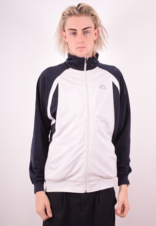 KAPPA MENS VINTAGE TRACKSUIT TOP JACKET MEDIUM WHITE 90S