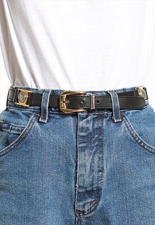 90'S VERSACE BLACK LEATHER BELT - W26-29