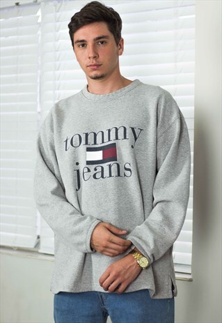 RARE VINTAGE TOMMY HILFIGER SWEATSHIRT LOGO 90S L 19.7