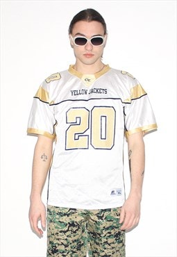Vintage 00s football jersey t-shirt in white / yellow