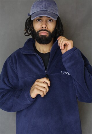 NEW IN - VINTAGE NAVY BLUE ZIP NECK FLEECE