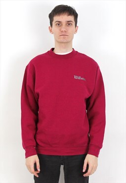 Vintage Men M Jumper Pullover Sweatshirt Logo Red Casual Top