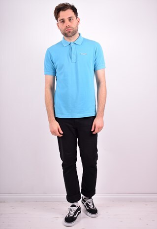 ELLESSE MENS VINTAGE POLO SHIRT MEDIUM BLUE 90'S