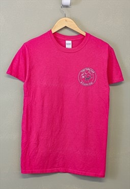 Vintage Golf T Shirt Pink Short Sleeve With Chest Print 90s