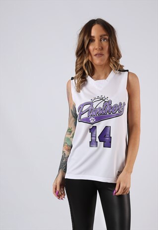 VINTAGE BASKETBALL JERSEY VEST TOP PANTHERS UK 10 (CACJ)