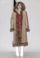 VINTAGE Y2K ICONIC HOODED FAUX FUR TRIM COAT IN SAND BEIGE