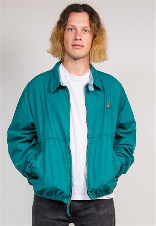 VINTAGE 90'S RALPH LAUREN CHAPS TURQUOISE BOMBER JACKET
