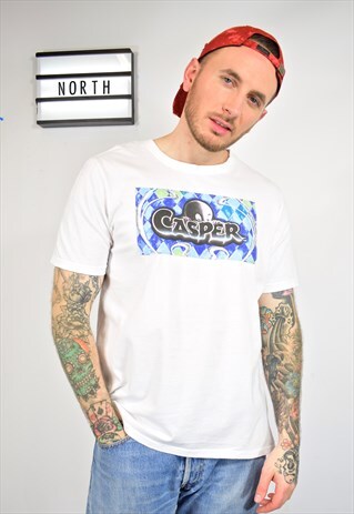NORTH CUSTOM REWORKED CASPER WHITE PANEL FESTIVAL T SHIRT
