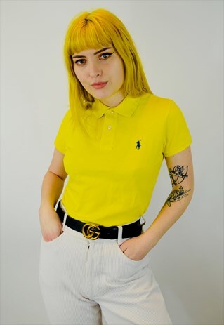 VINTAGE RALPH LAUREN EMBROIDERED YELLOW POLO SHIRT