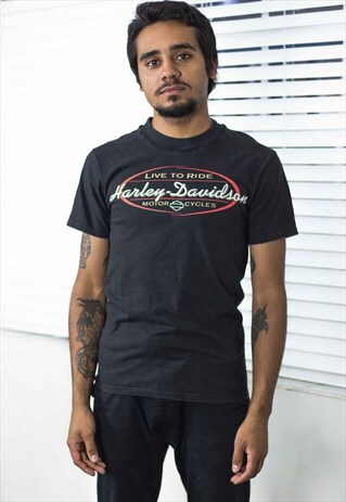 VINTAGE HARLEY DAVIDSON T-SHIRT LOGO 90S S 6.9