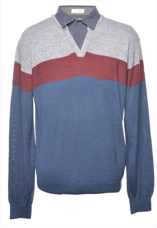 VINTAGE LIGHT WEIGHT NAVY JUMPER - L