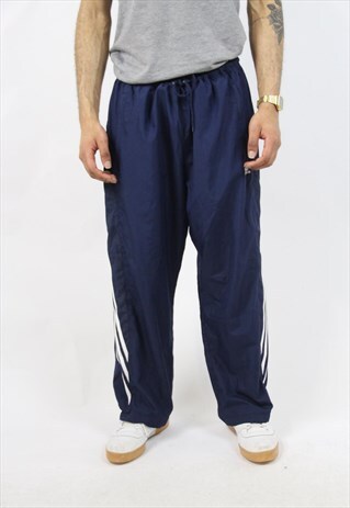 VINTAGE ADIDAS NAVY SHELL TRACKSUIT BOTTOMS