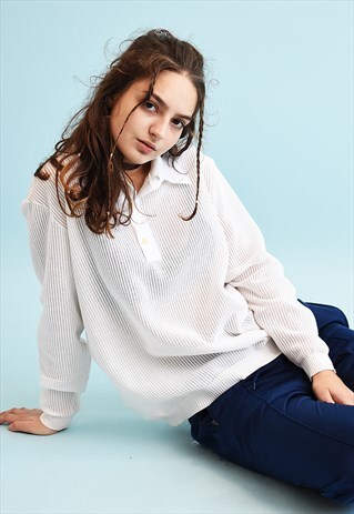 90'S RETRO OVERSIZED TRANSPARENT KNIT NEUTRAL JUMPER