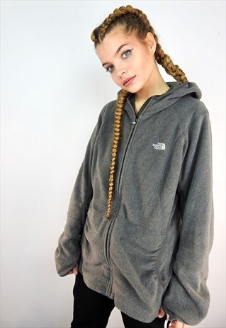 90'S NORTH FACE GREY FLEECE HOODIE JACKET