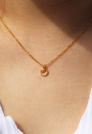 STAR AND MOON CHARM NECKLACE GOLD VERMEIL DAINTY
