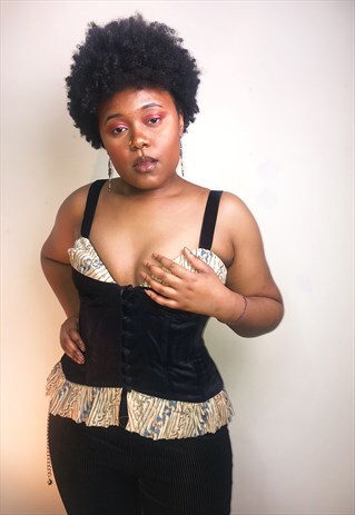 VINTAGE STYLED VELVET SASS AND BIDE CORSET