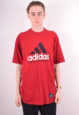 ADIDAS MENS VINTAGE T-SHIRT TOP XL RED 90S