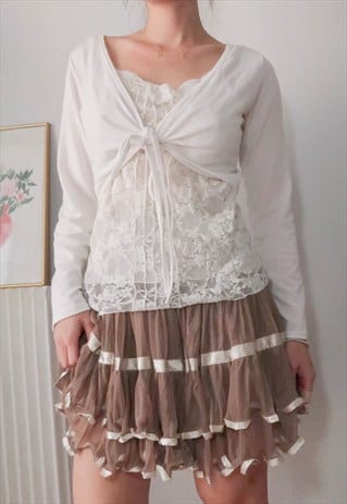 VINTAGE BALLETCORE OVERLAY LACE TOP