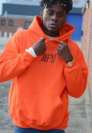 SHADOW GRAPHIC PRINT HOODIE IN ORANGE.