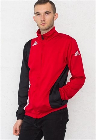 VINTAGE RED ADIDAS ZIP TRACK JACKET