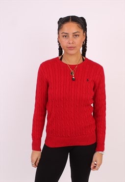 Women's Vintage Polo Ralph Lauren Cable Knit red Jumper