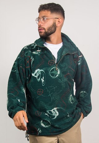 1/4 ZIP FLEECE JACKET RETRO PATTERN