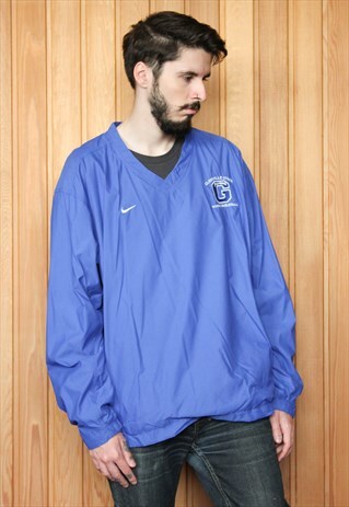 VINTAGE 1990S NIKE BLUE V-NECK SWEATSHIRT