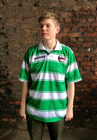 VINTAGE DIADORA RAPID VIENNA 1997 STRIPE FOOTBALL SHIRT