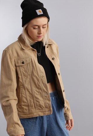 VINTAGE RALPH LAUREN CORD COLLAR DENIM JACKET Z702