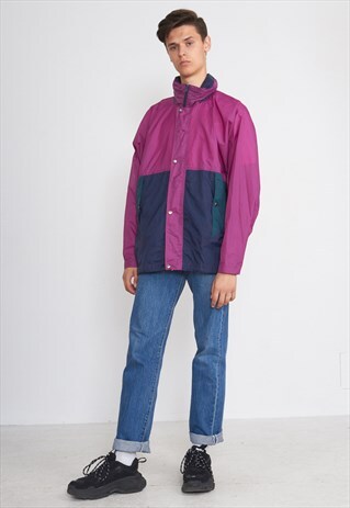 VINTAGE BLUE PURPLE HELLY HANSEN WATERPROOF JACKET