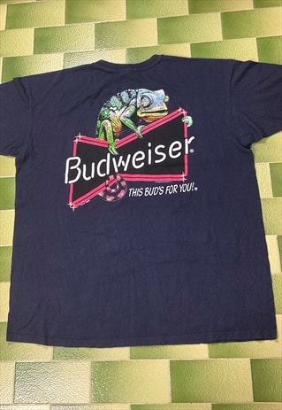 VINTAGE 90S 1998 BUDWEISER CHAMELEONS T-SHIRT DOUBLE SIDED