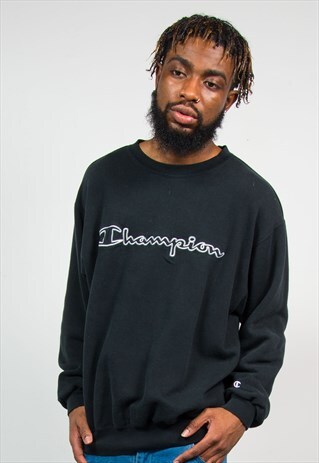 CHAMPION VINTAGE BLACK SWEATSHIRT CREW NECK