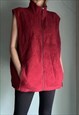 VINTAGE RED FLEECE GILET JACKET