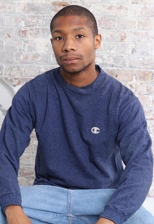 VINTAGE CHAMPION CHEST LOGO SWEATSHIRT NAVY BLUE