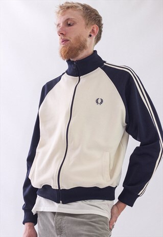 VINTAGE MENS FRED PERRY LOGO TRACK TOP SUIT JACKET
