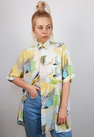 VINTAGE 80'S UNISEX PASTEL PATTERN FESTIVAL SHIRT